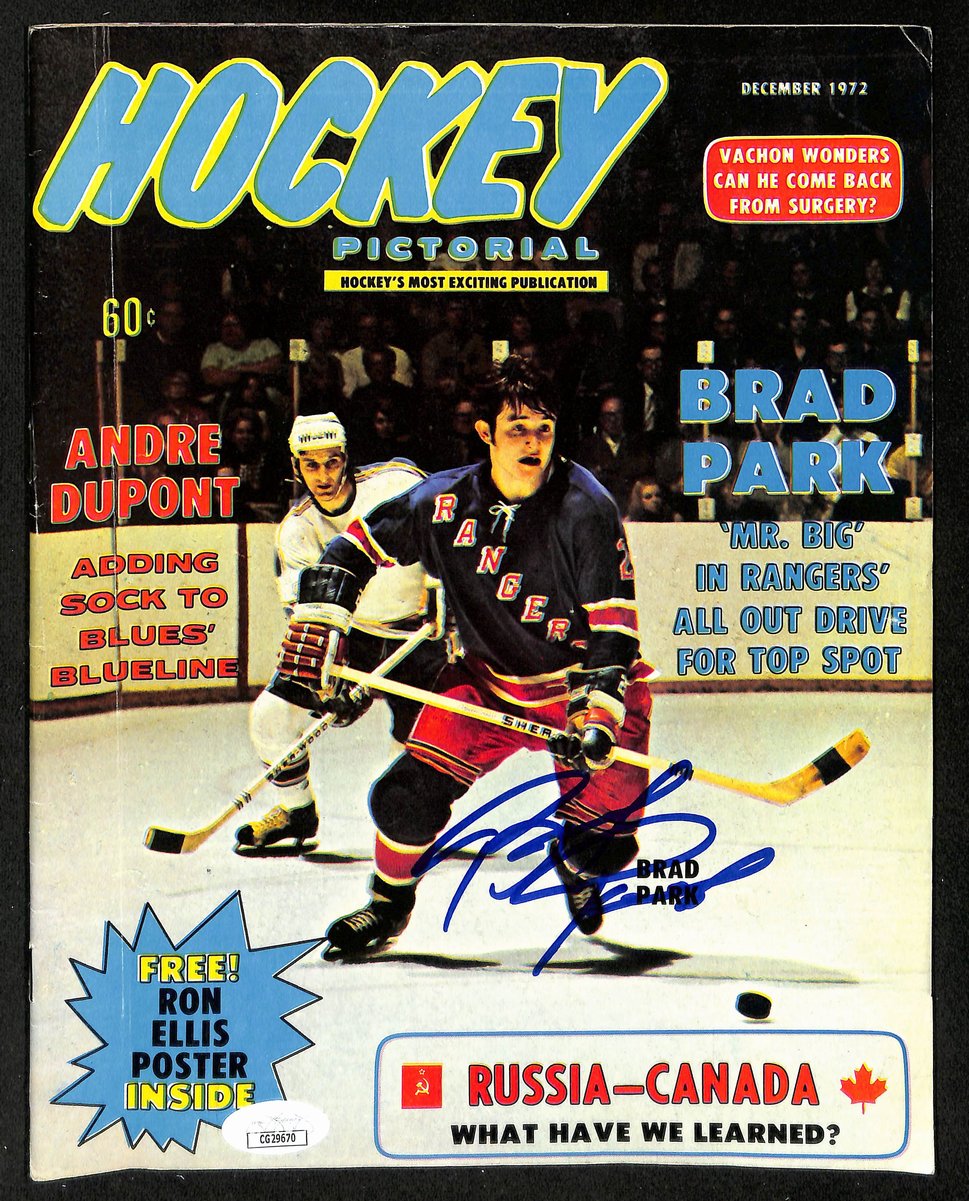 Brad Park HOF Signed 1972 Hockey Pictorial Magazine Rangers JSA BA198076