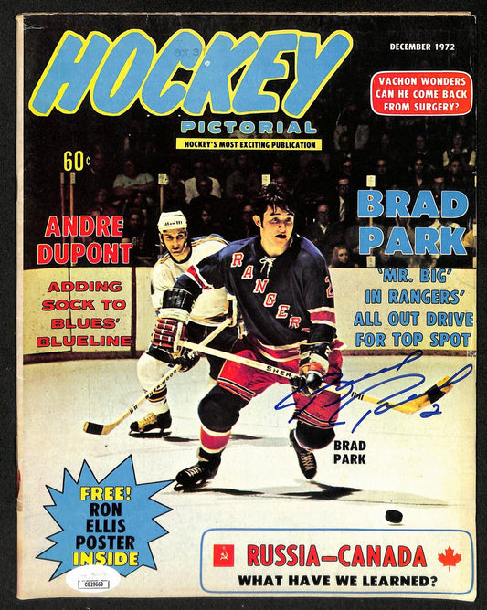 Brad Park HOF Signed 1972 Hockey Pictorial Magazine Rangers JSA BA198077
