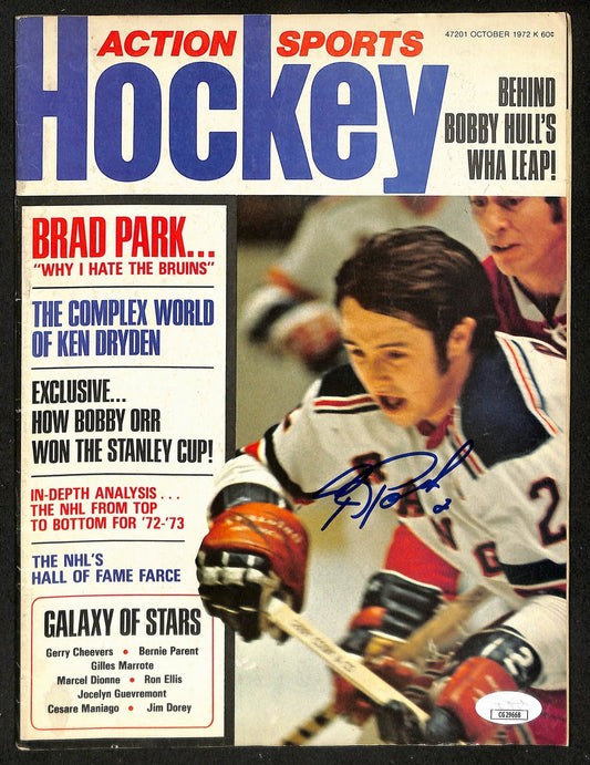 Brad Park HOF Signed 1972 Action Sports Hockey Magazine Rangers JSA BA198078