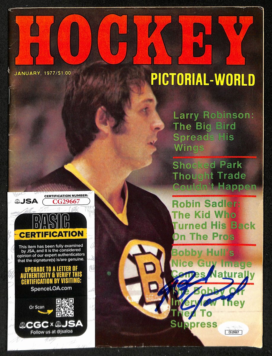 Brad Park HOF Signed 1977 Hockey Pictorial-World Magazine Bruins JSA BA198079