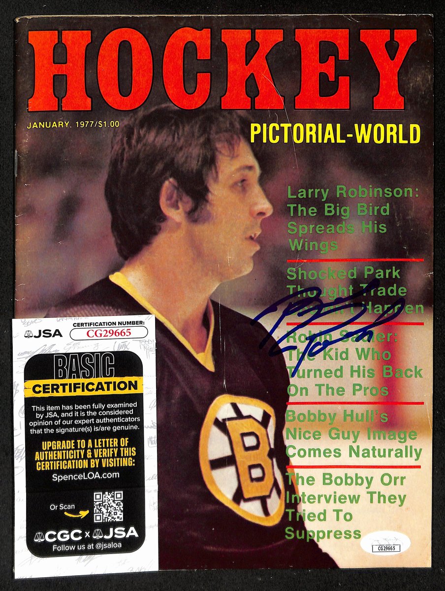Brad Park HOF Signed 1977 Hockey Pictorial-World Magazine Bruins JSA BA198081