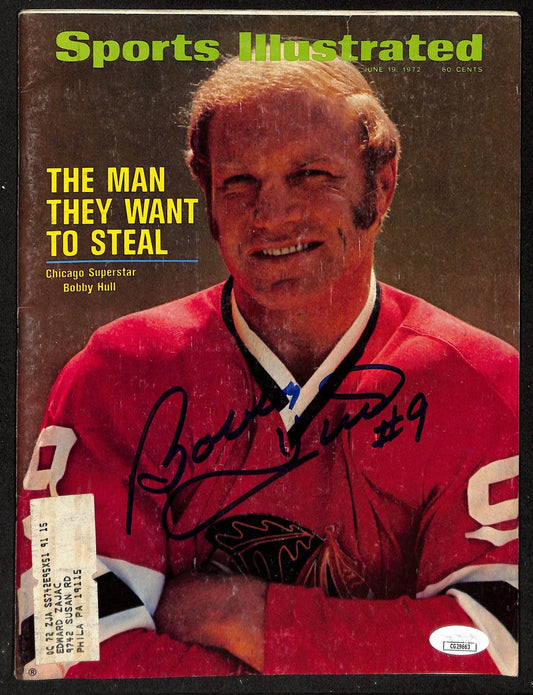 Bobby Hull HOF Signed 1972 Sports Illustrated Magazine Blackhawks JSA BA198083