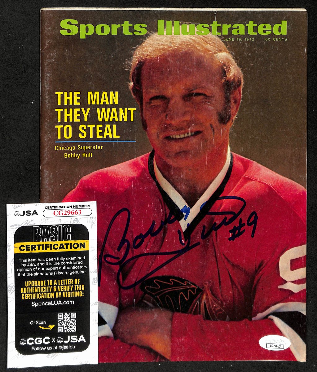 Bobby Hull HOF Signed 1972 Sports Illustrated Magazine Blackhawks JSA BA198083