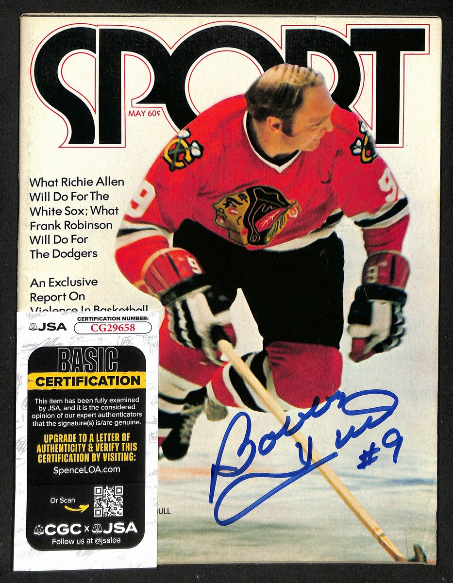 Bobby Hull HOF Signed/Autographed 1972 SPORT Magazine Blackhawks JSA 198375