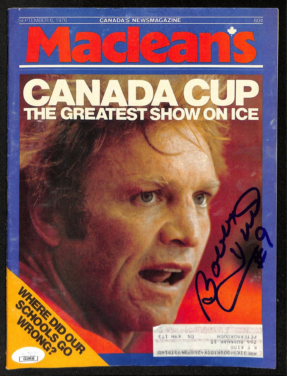 Bobby Hull HOF Signed/Autographed 1976 Macleans Magazine Blackhawks JSA 198377