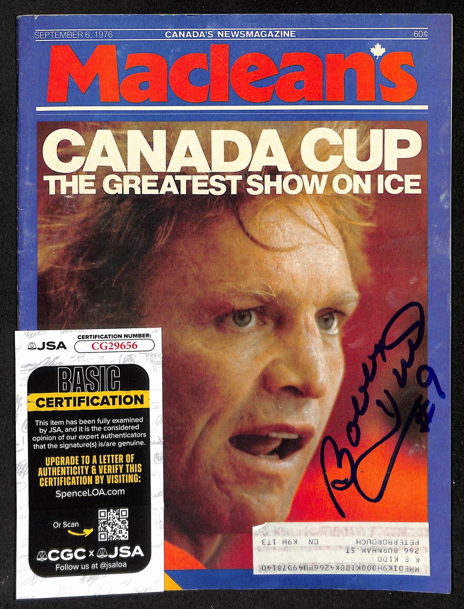 Bobby Hull HOF Signed/Autographed 1976 Macleans Magazine Blackhawks JSA 198377