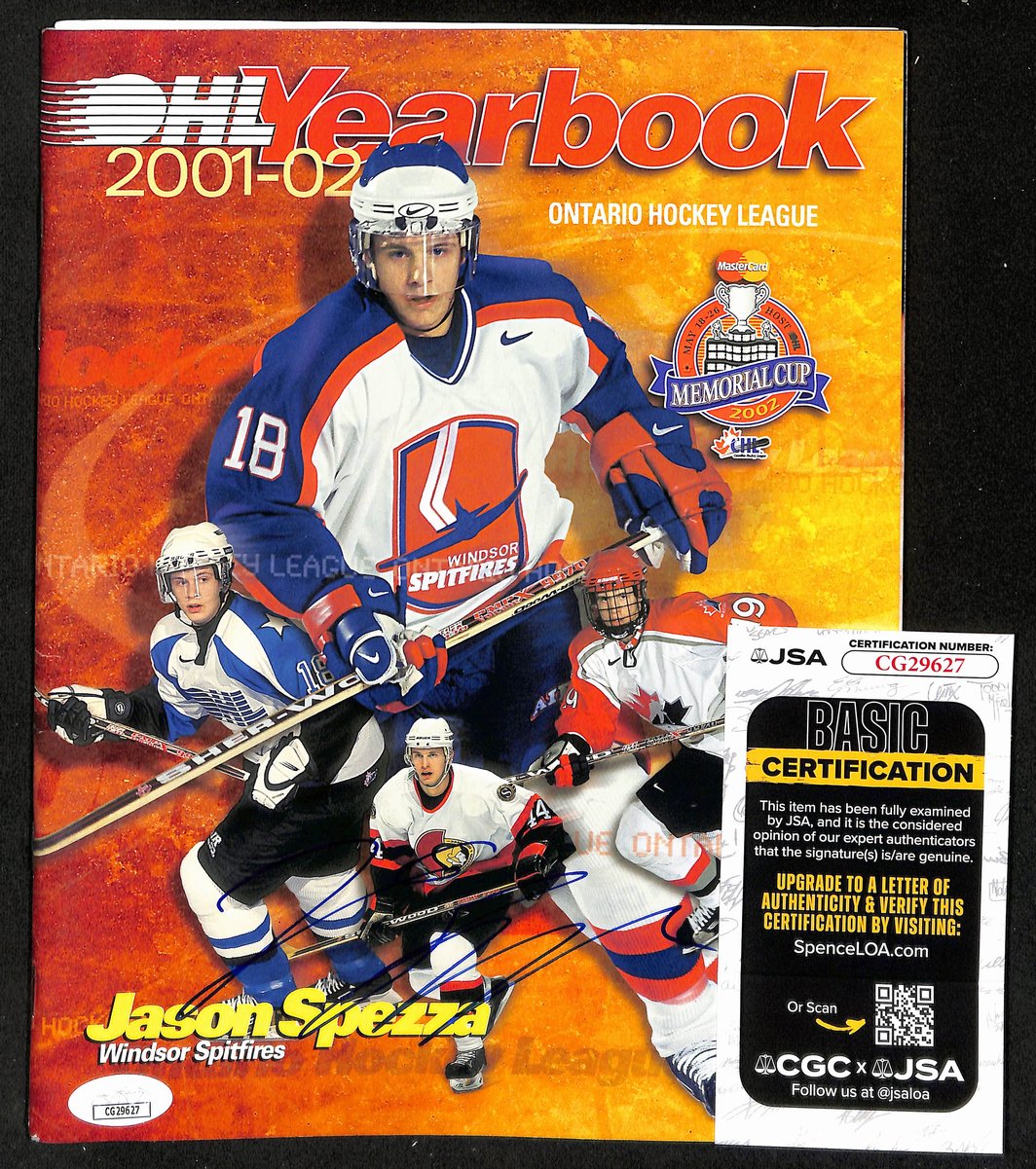Jason Spezza Signed/Autographed 2001-02 OHL Yearbook Spitfires JSA 198425