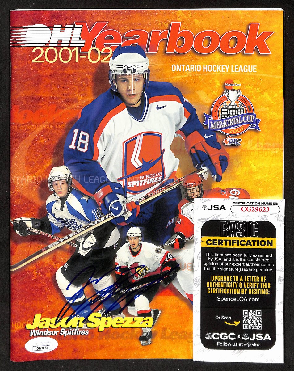 Jason Spezza Signed/Autographed 2001-02 OHL Yearbook Spitfires JSA 198429