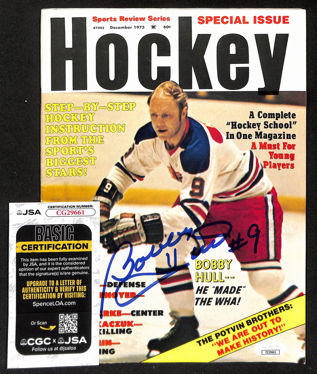 Bobby Hull HOF Signed 1973 Sports Review Hockey Magazine Rangers JSA 198372