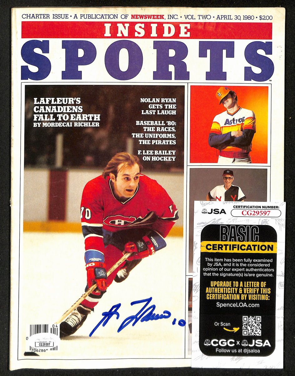 Guy LaFleur HOF Signed 1980 Inside Sports Magazine Canadiens JSA 198454