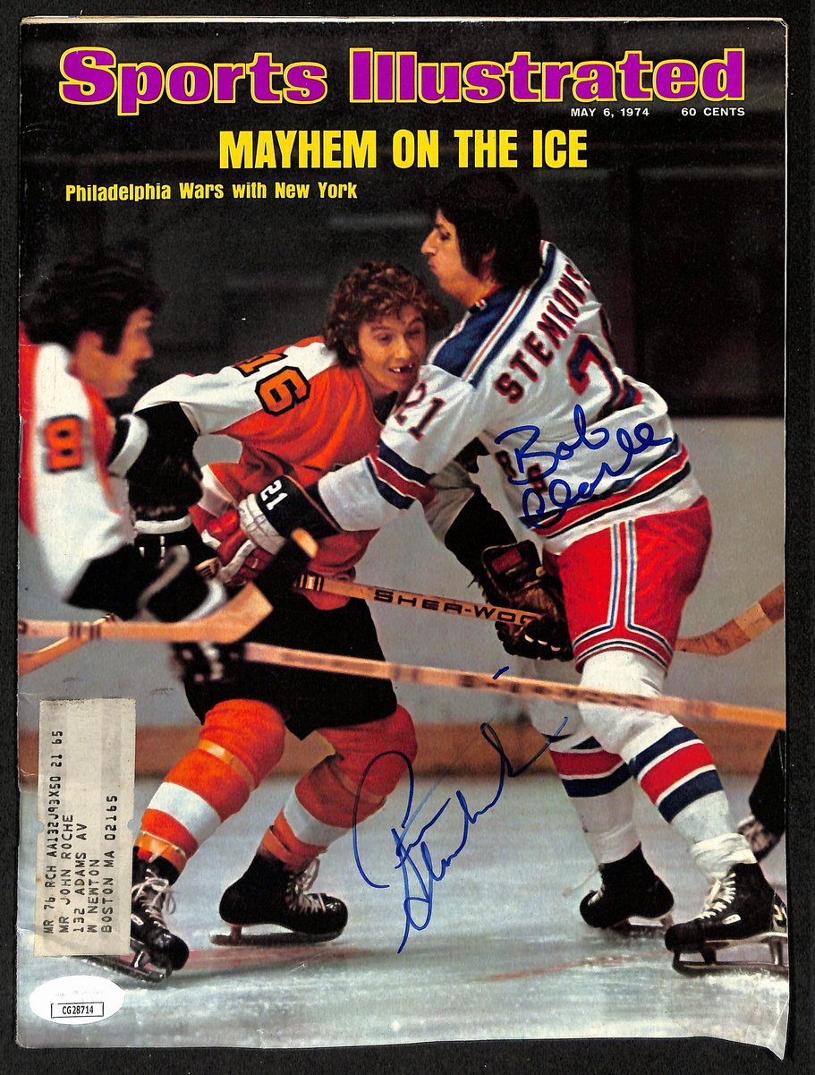 Bob Clarke HOF & Pete Stemkowski Signed 1974 Sports Illustrated Magazine  JSA 19
