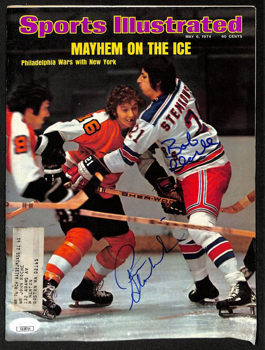 Bob Clarke HOF & Pete Stemkowski Signed 1974 Sports Illustrated Magazine  JSA 19