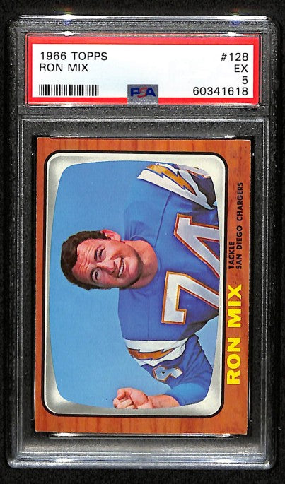 Ron Mix 1966 Topps Card #128 Chargers PSA 5 BA209159