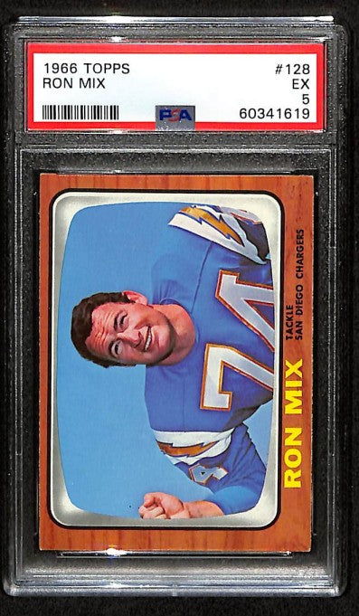 Ron Mix 1966 Topps Card #128 Chargers PSA 5 BA209160