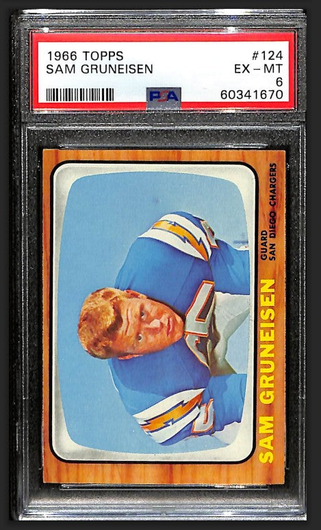 Sam Gruneisen 1966 Topps Card #124 Chargers PSA 6 BA209172