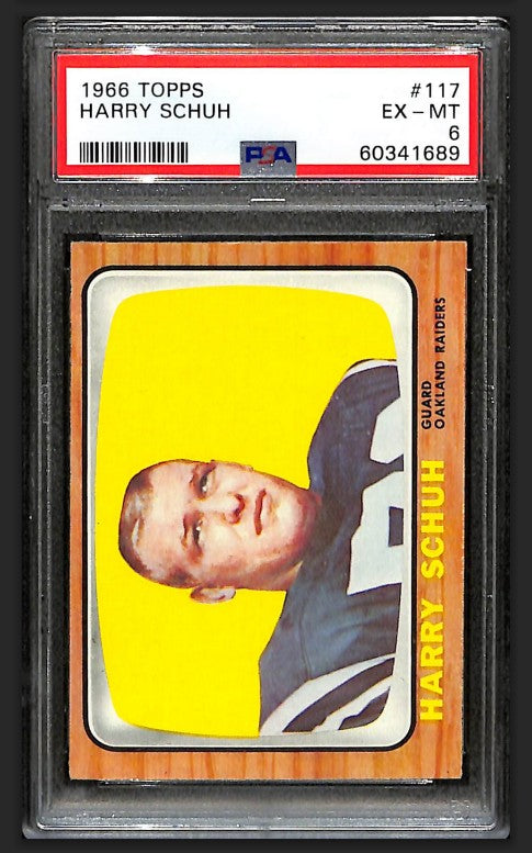 Harry Schuh 1966 Topps Card #117 Raiders PSA 6 BA209176