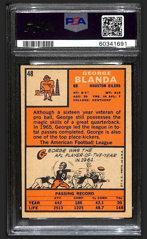 George Blanda 1966 Topps Card #48 Oilers PSA 4 BA209177