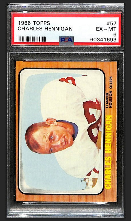 Charles Hennigan 1966 Topps Card #57 Oilers PSA 6 BA209178