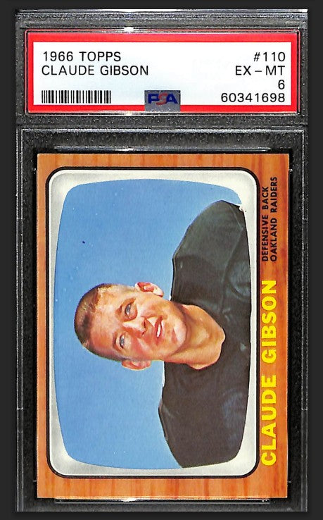 Claude Gibson 1966 Topps Card #110 Raiders PSA 6 BA209179