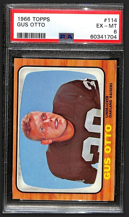 Gus Otto 1966 Topps Card #114 Raiders PSA 6 BA209180