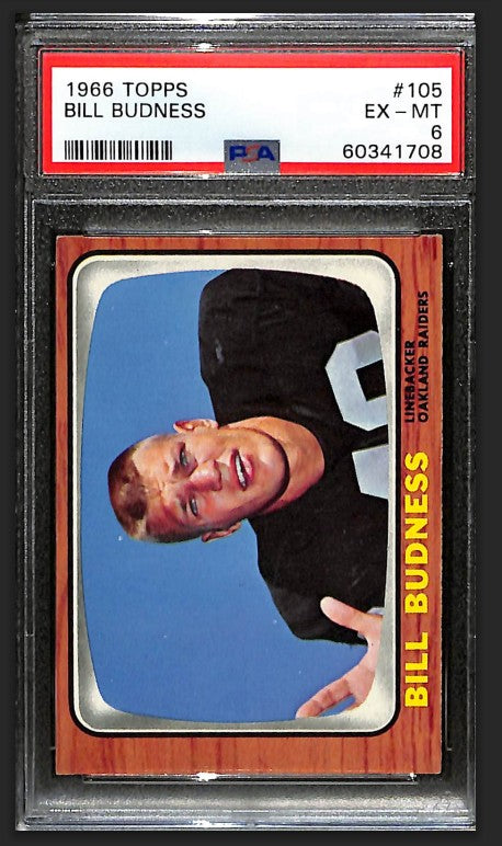 Bill Budness 1966 Topps Card #105 Raiders PSA 6 BA209183