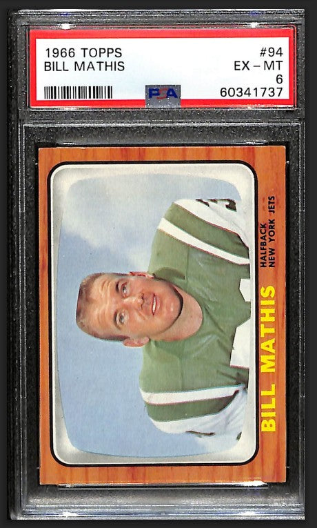 Bill Mathis 1966 Topps Card #94 Jets PSA 6 BA209184