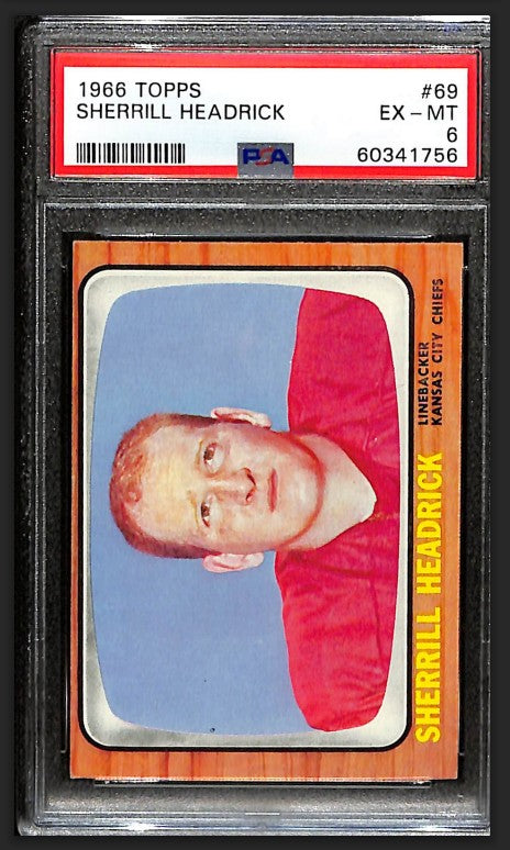 Sherrill Headrick 1966 Topps Card #69 Chiefs PSA 6 BA209188