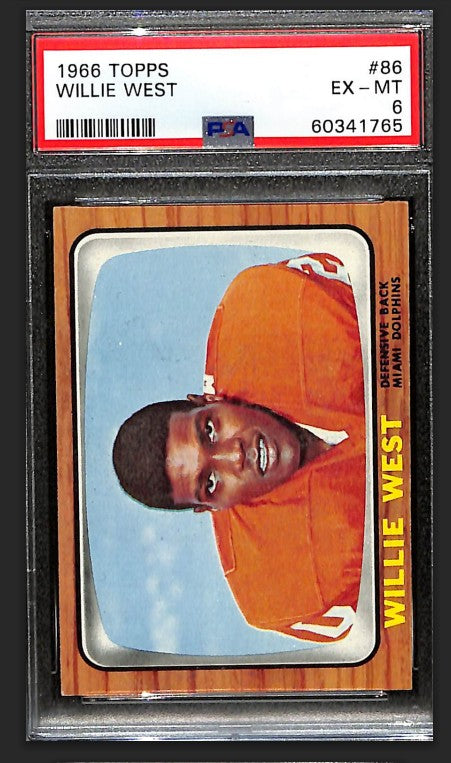 Willie West 1966 Topps Card #86 Dolphins PSA 6 BA209190