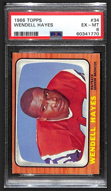 Wendell Hayes 1966 Topps Card #34 Broncos PSA 6 BA209192