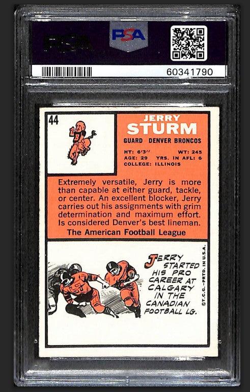Jerry Sturm 1966 Topps Card #44 Broncos PSA 6 BA209195