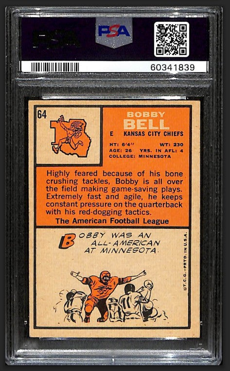 Bobby Bell 1966 Topps Card #64 Chiefs PSA 5 BA209205