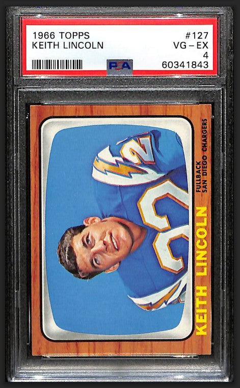 Keith Lincoln 1966 Topps Card #127 Chargers PSA 4 BA209207