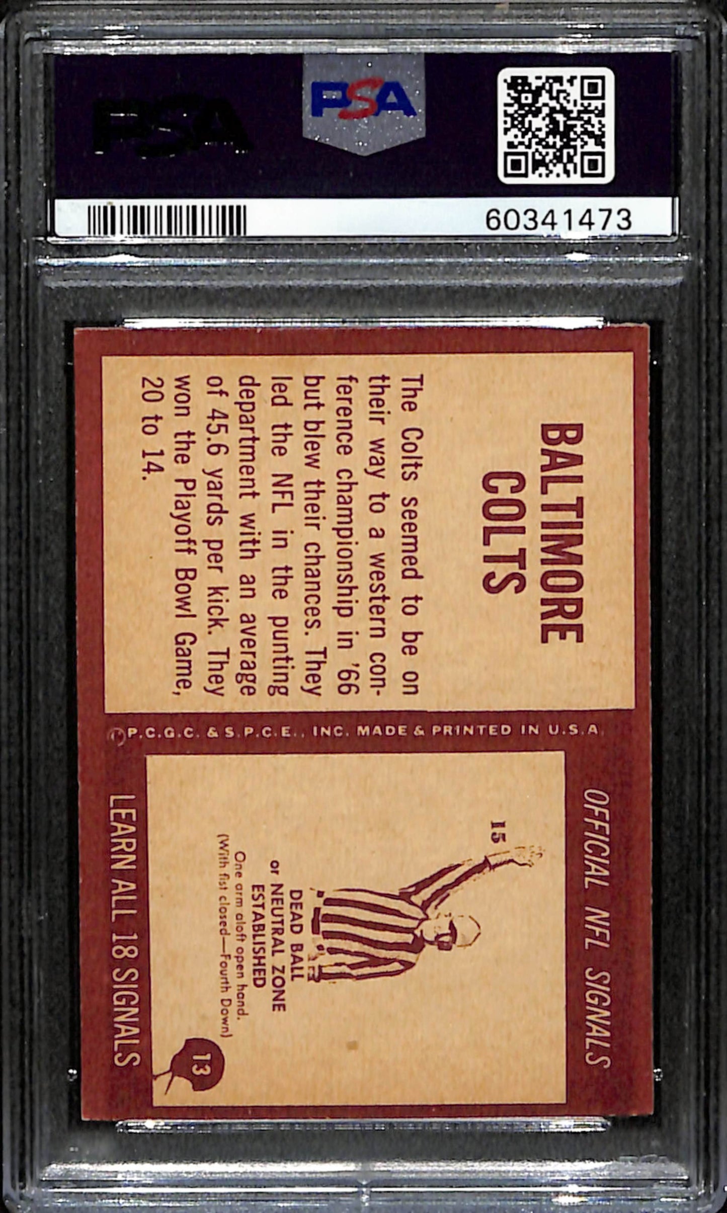 Baltimore Colts 1967 Philadelphia Team Card #13  PSA 6 BA209112