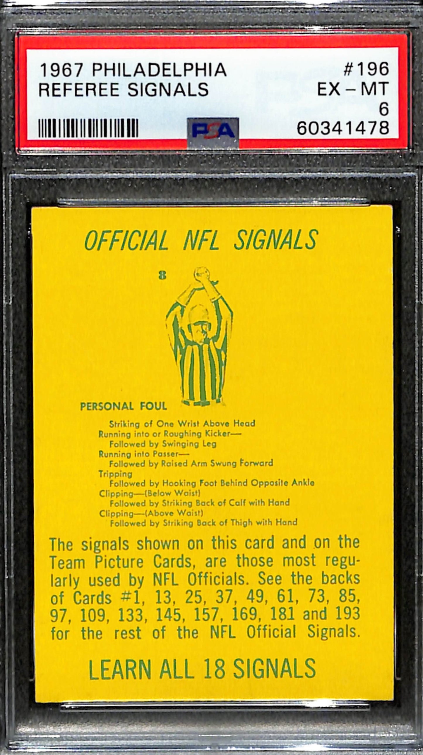 Referee Signals 1967 Philadelphia Card #196  PSA 6 BA209116