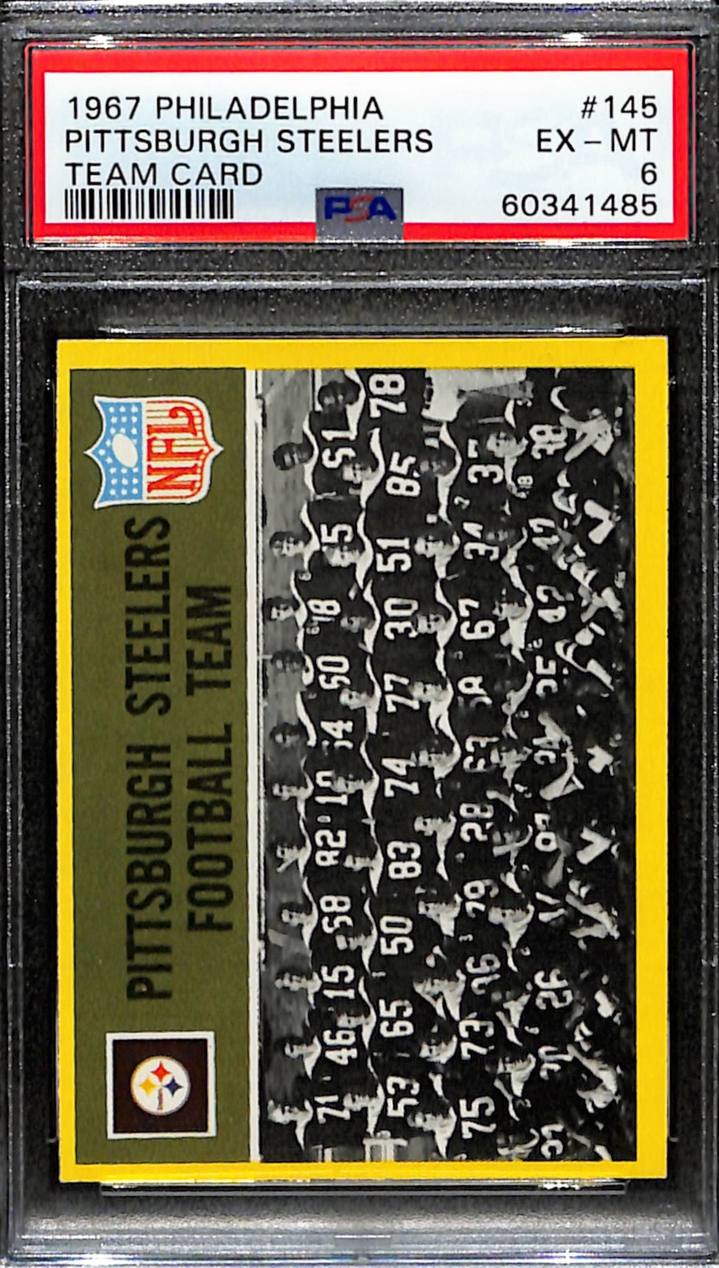Pittsburgh Steelers 1967 Philadelphia Team Card #145  PSA 6 BA209121