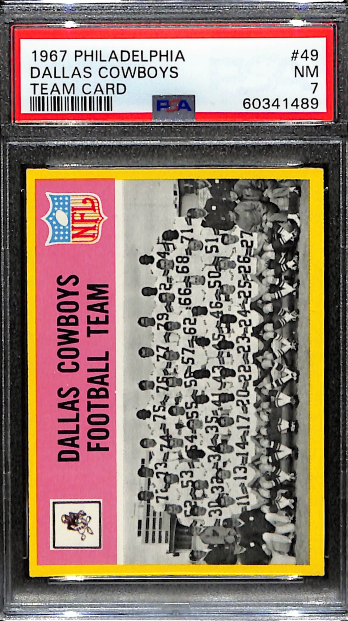 Dallas Cowboys 1967 Philadelphia Team Card #49  PSA 7 BA209122