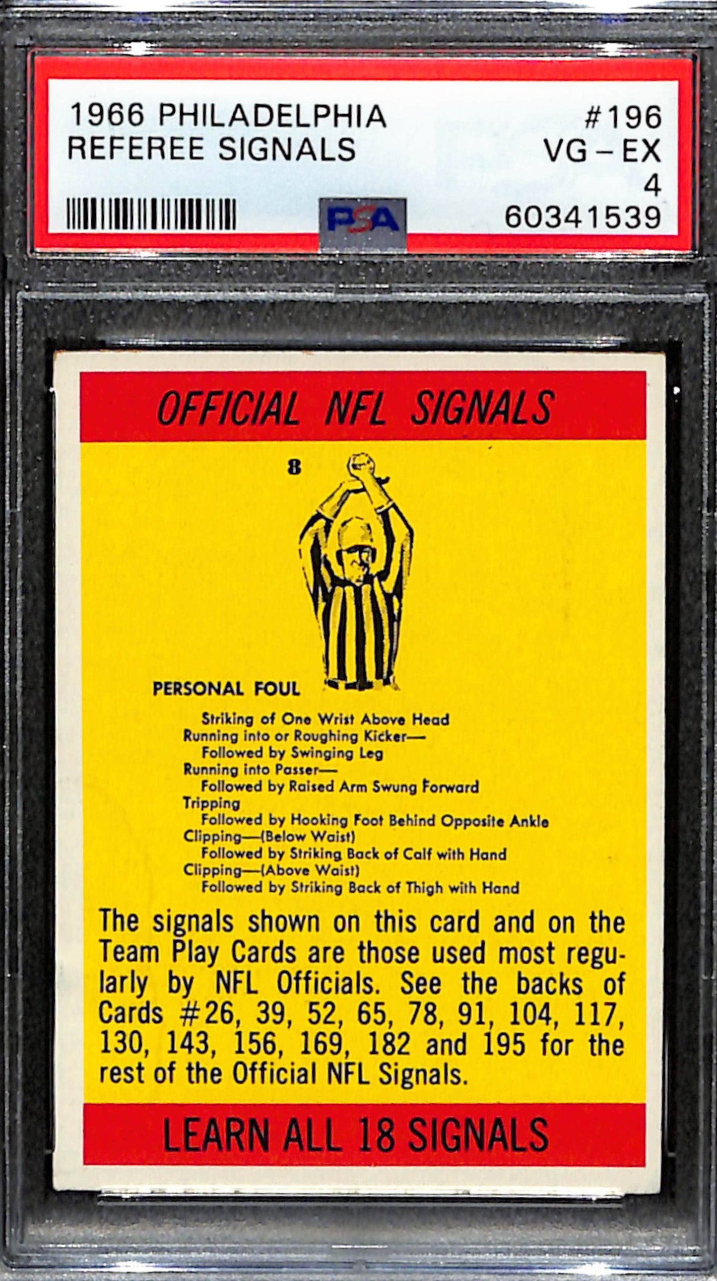 Referee Signals 1966 Philadelphia Card #196  PSA 4 BA209126