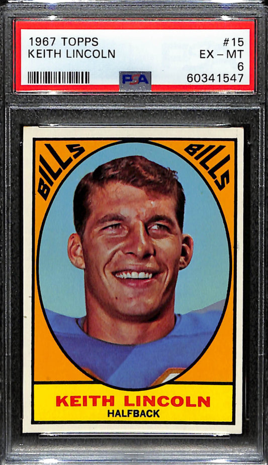 Keith Lincoln 1967 Topps Card #15 Bills PSA 6 BA209130