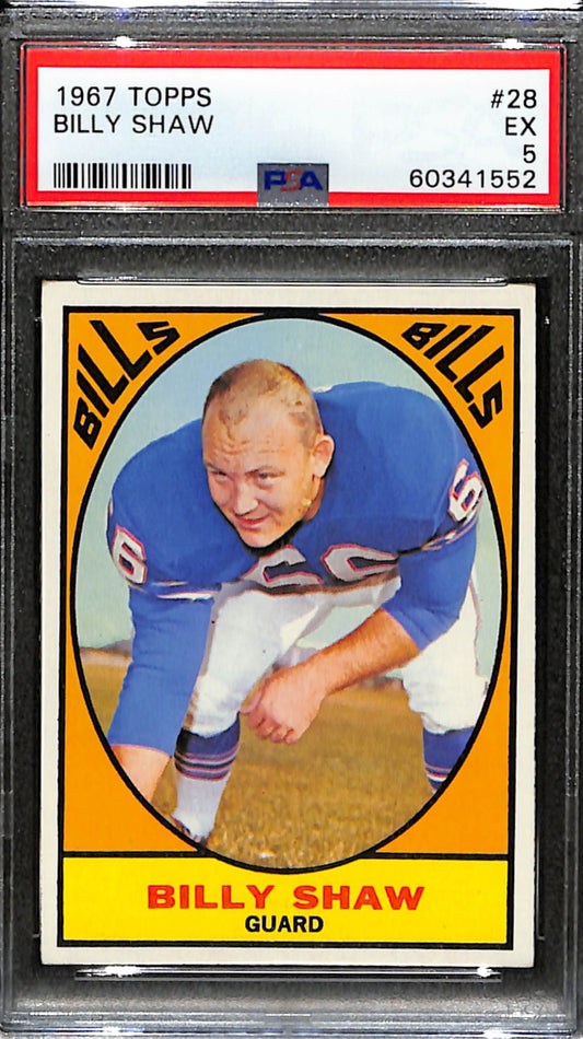Billy Shaw HOF 1967 Topps Card #28 Bills PSA 5 BA209131