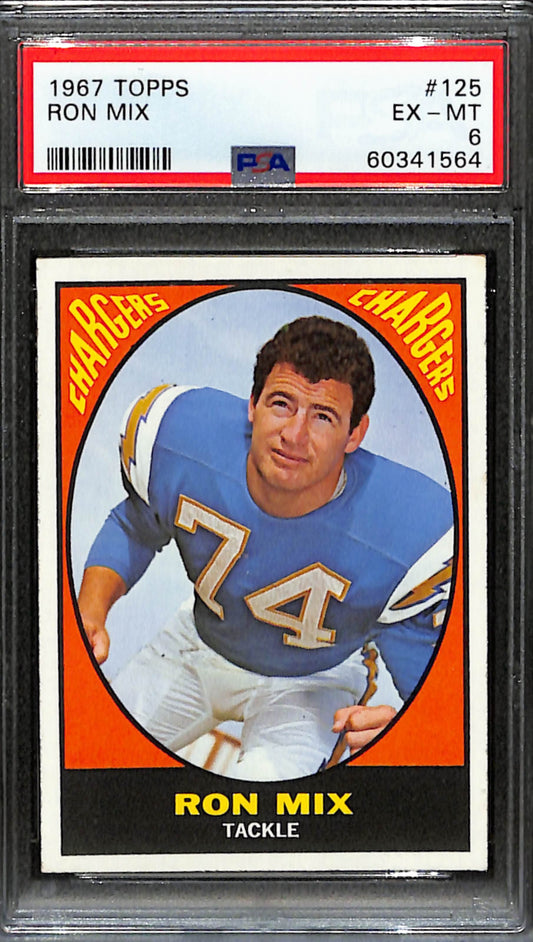 Ron Mix HOF 1967 Topps Card #125 Chargers PSA 6 BA209133