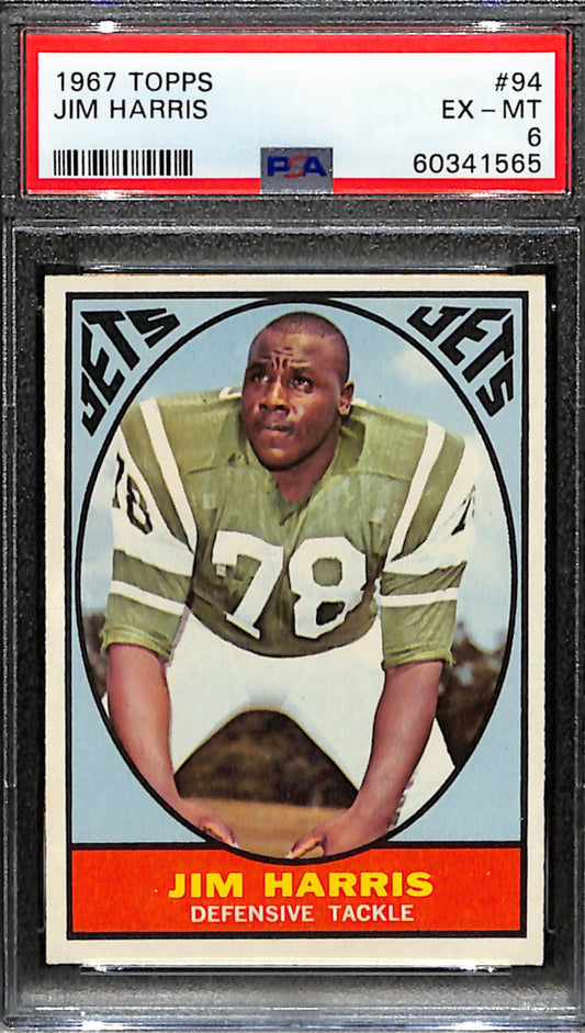 Jim Harris 1967 Topps Card #94 Jets PSA 6 BA209134