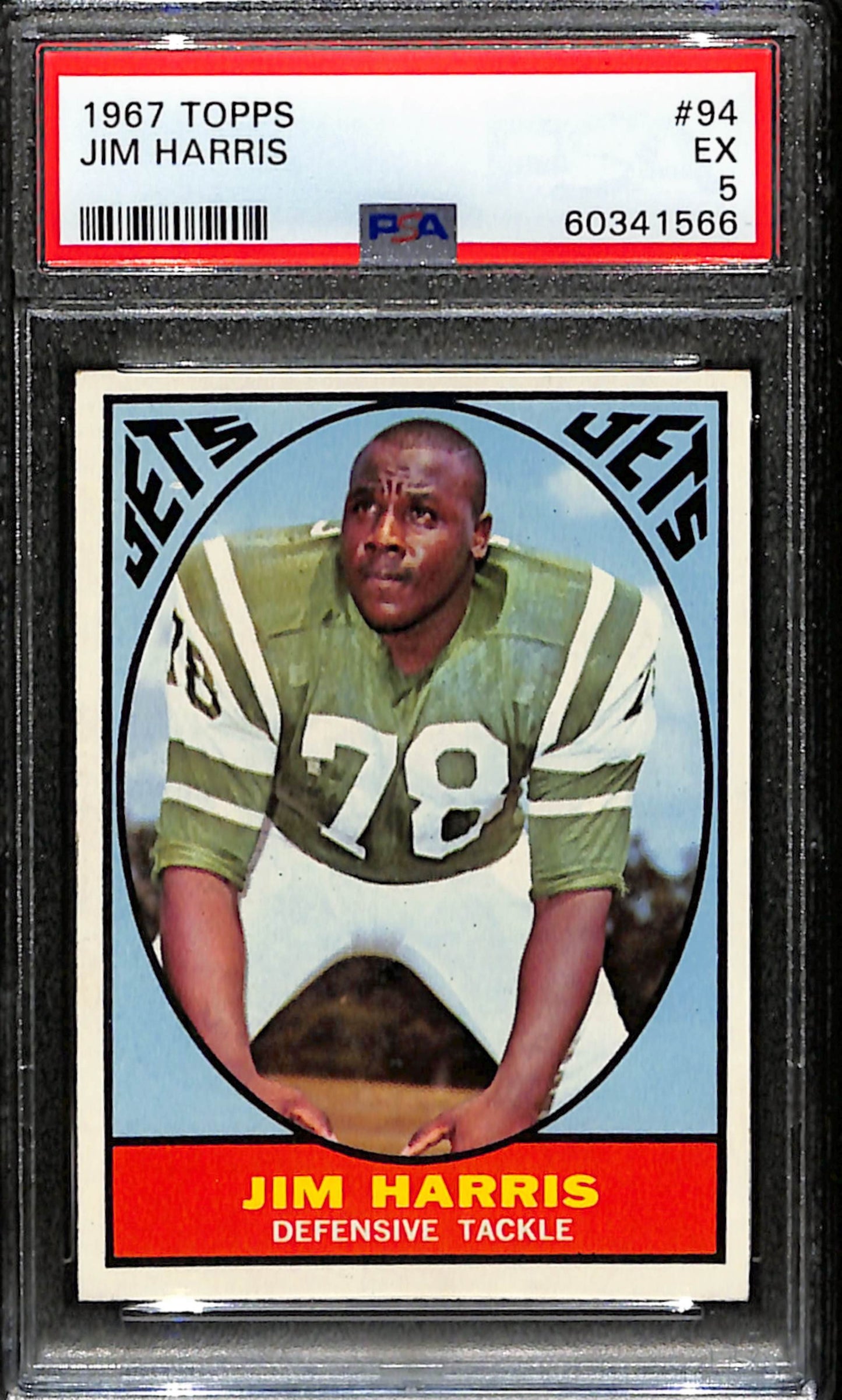 Jim Harris 1967 Topps Card #94 Jets PSA 5 BA209135