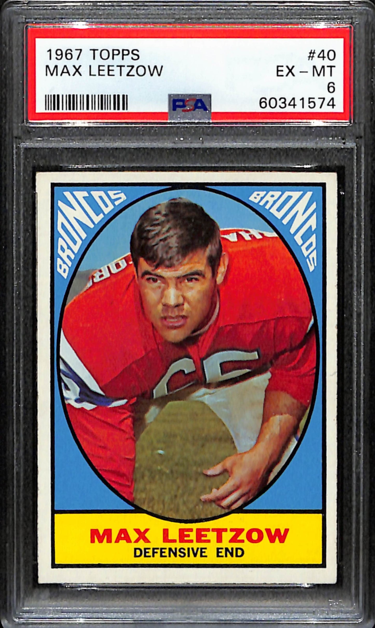 Max Leetzow 1967 Topps Card #40 Broncos PSA 6 BA209139