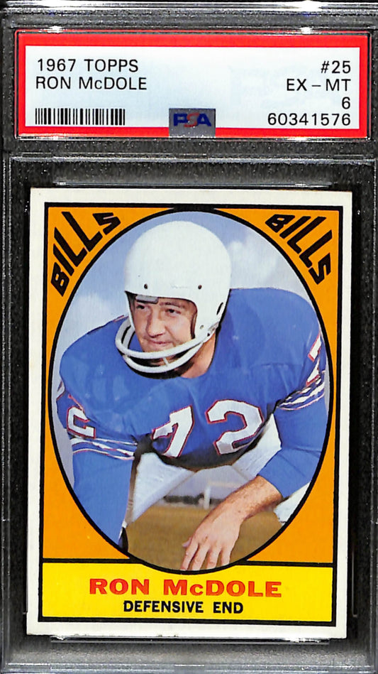 Ron McDole 1967 Topps Card #25 Bills PSA 6 BA209140