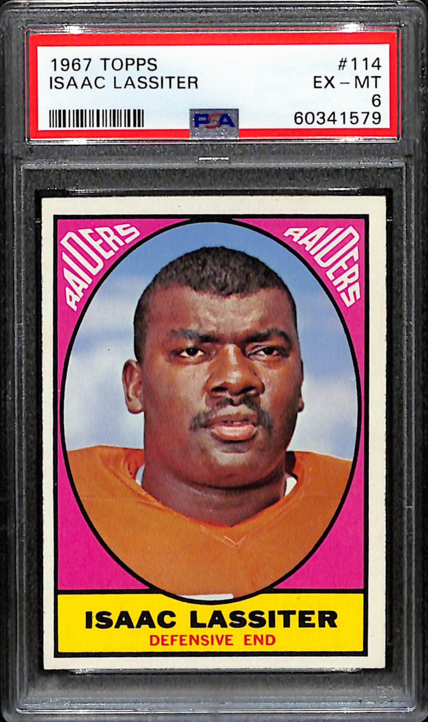 Isaac Lassiter 1967 Topps Card #114 Raiders PSA 6 BA209142