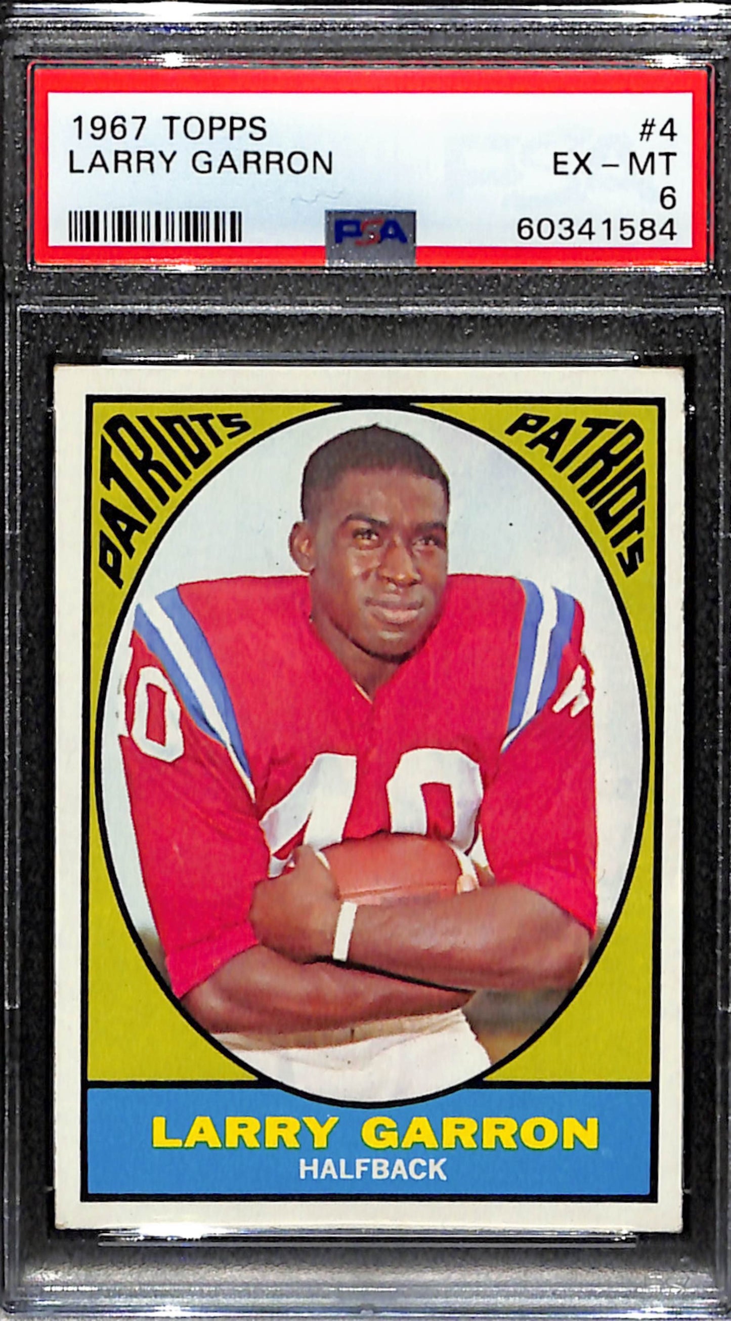 Larry Garron 1967 Topps Card #4 Patriots PSA 6 BA209144