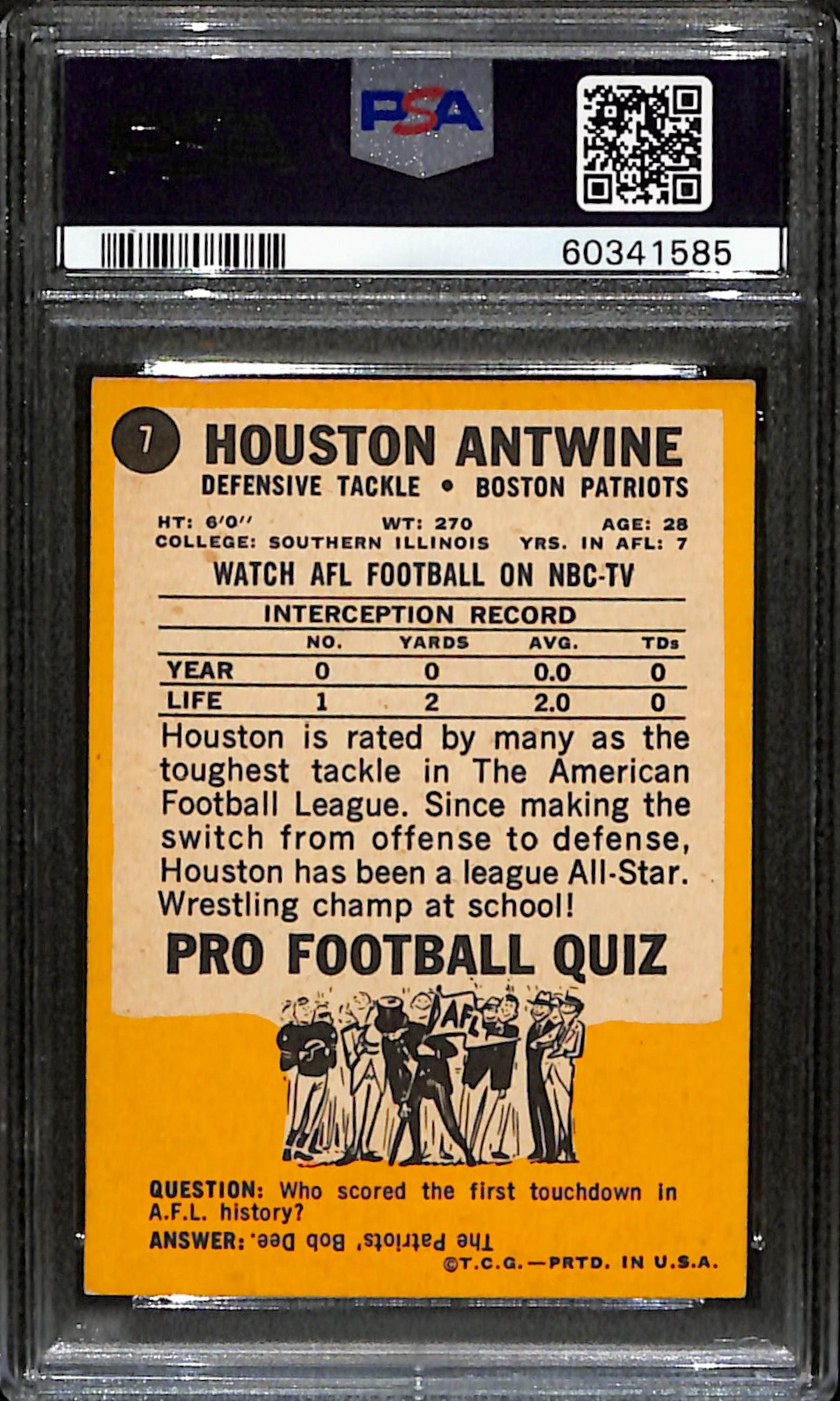 Houston Antwine 1967 Topps Card #7 Patriots PSA 5 BA209145