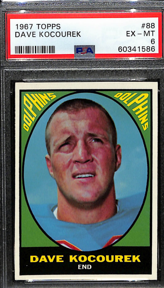 Dave Kocourek 1967 Topps Card #88 Dolphins PSA 6 BA209146