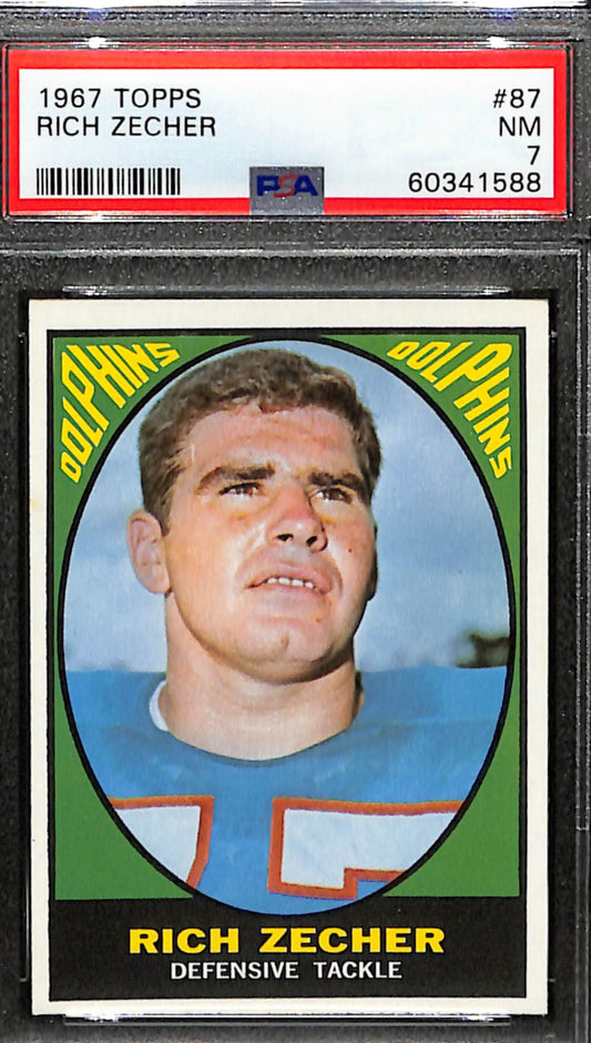 Rich Zecher 1967 Topps Card #87 Dolphins PSA 7 BA209148