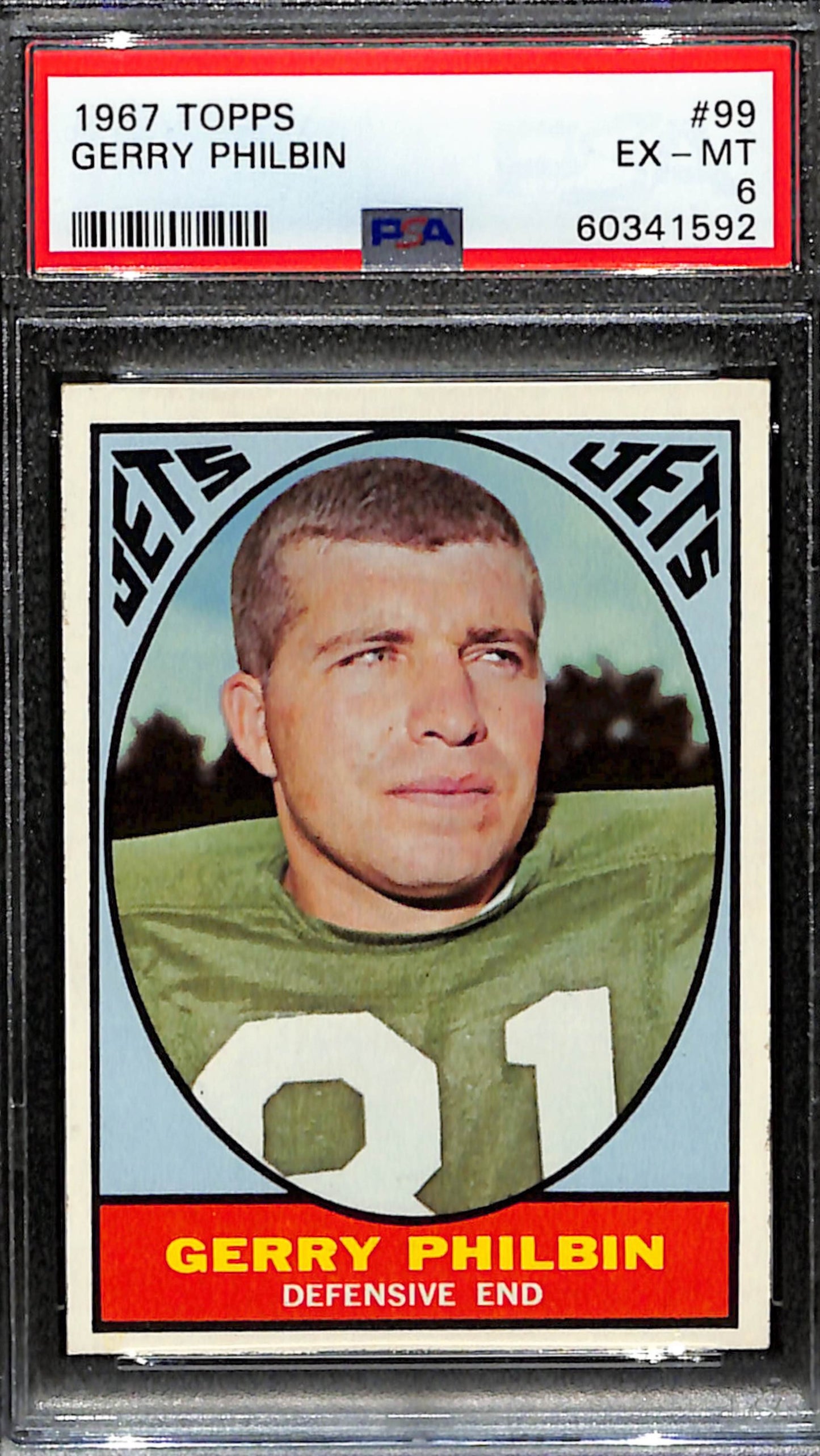 Gerry Philbin 1967 Topps Card #99 Jets PSA 6 BA209151